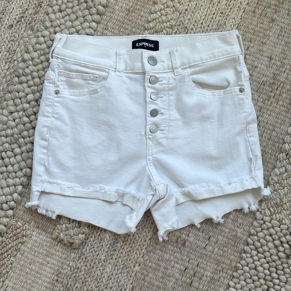 Express High Waisted Button Up Shorts - Size 0 - image 1